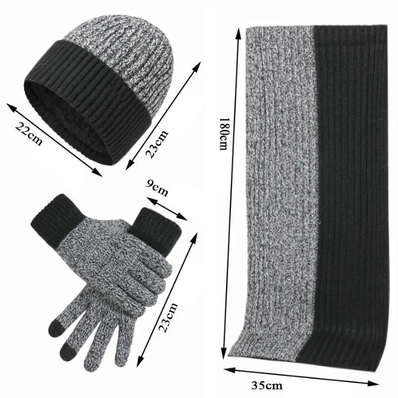 Parure homme avec bonnet écharpe et gants