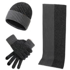 Parure masculine écharpe bonnet et gants