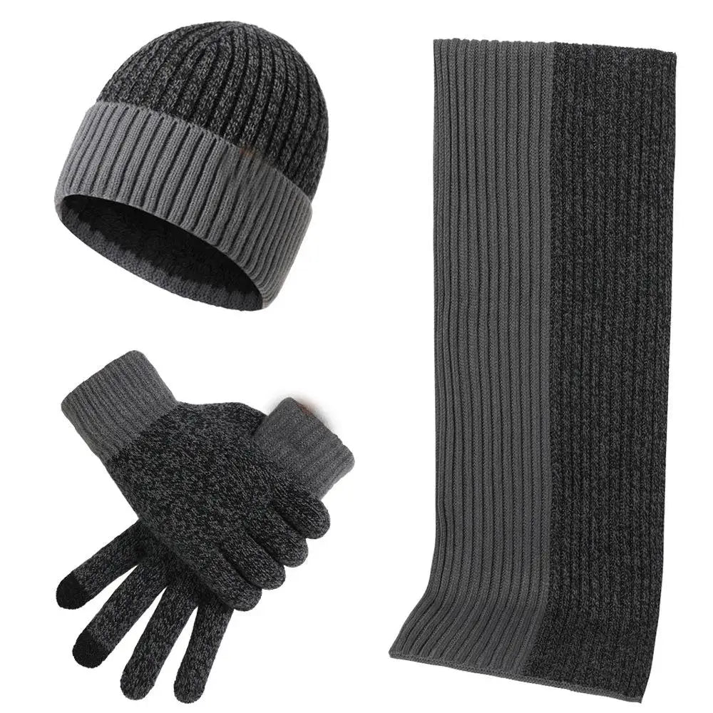 Parure masculine écharpe bonnet et gants