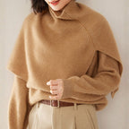 Poncho court confectionné en cachemire