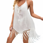 Robe à bretelles style paréo avec franges