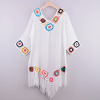Robe à franges de style paréo blanche