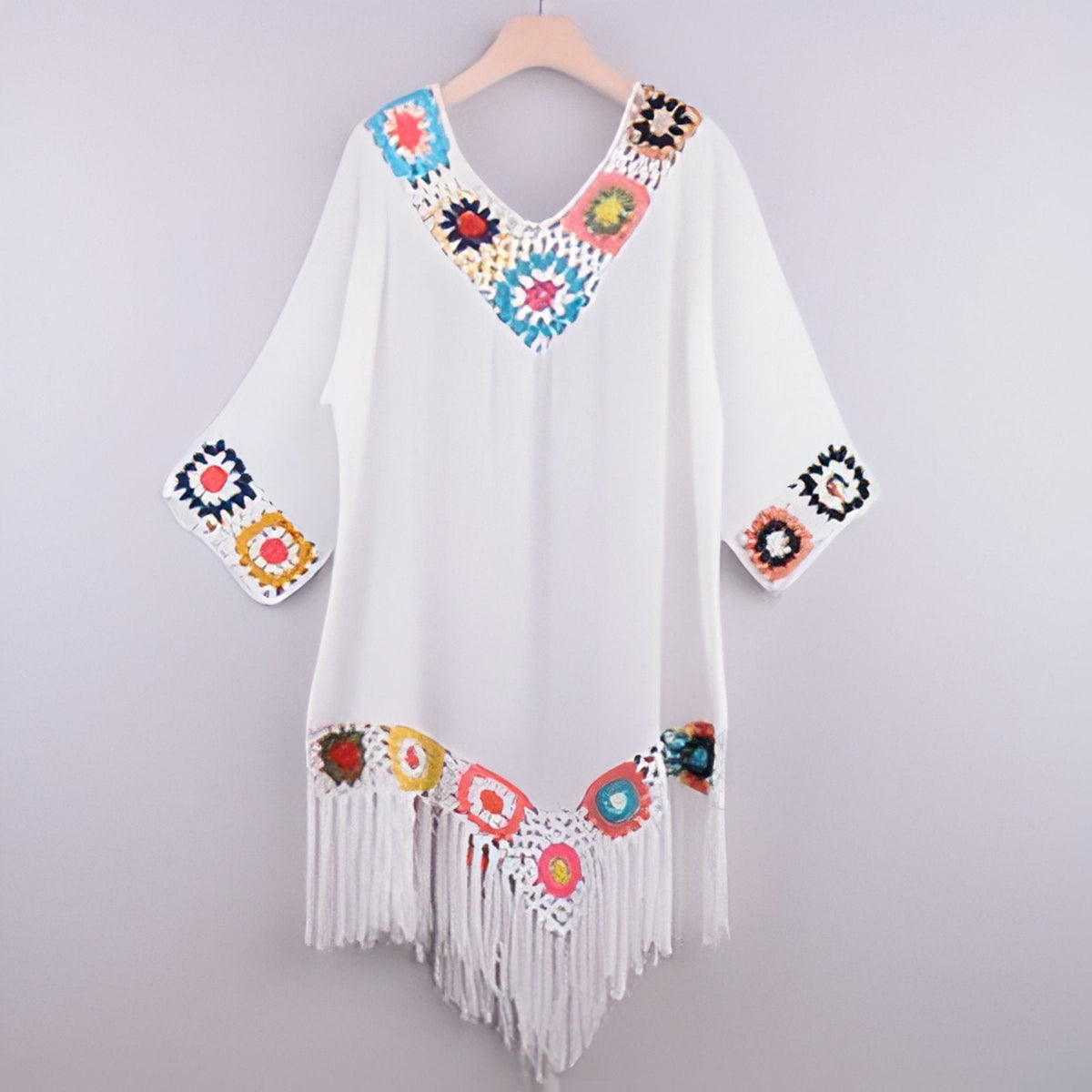 Robe à franges de style paréo blanche