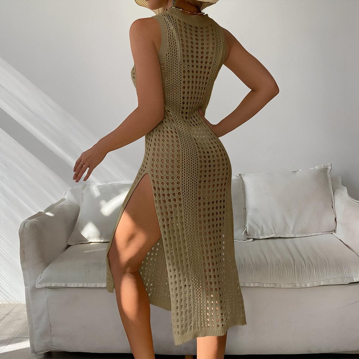Robe ajourée de plage en maille