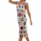 Robe aux tons colorés en crochet ajouré pour plage
