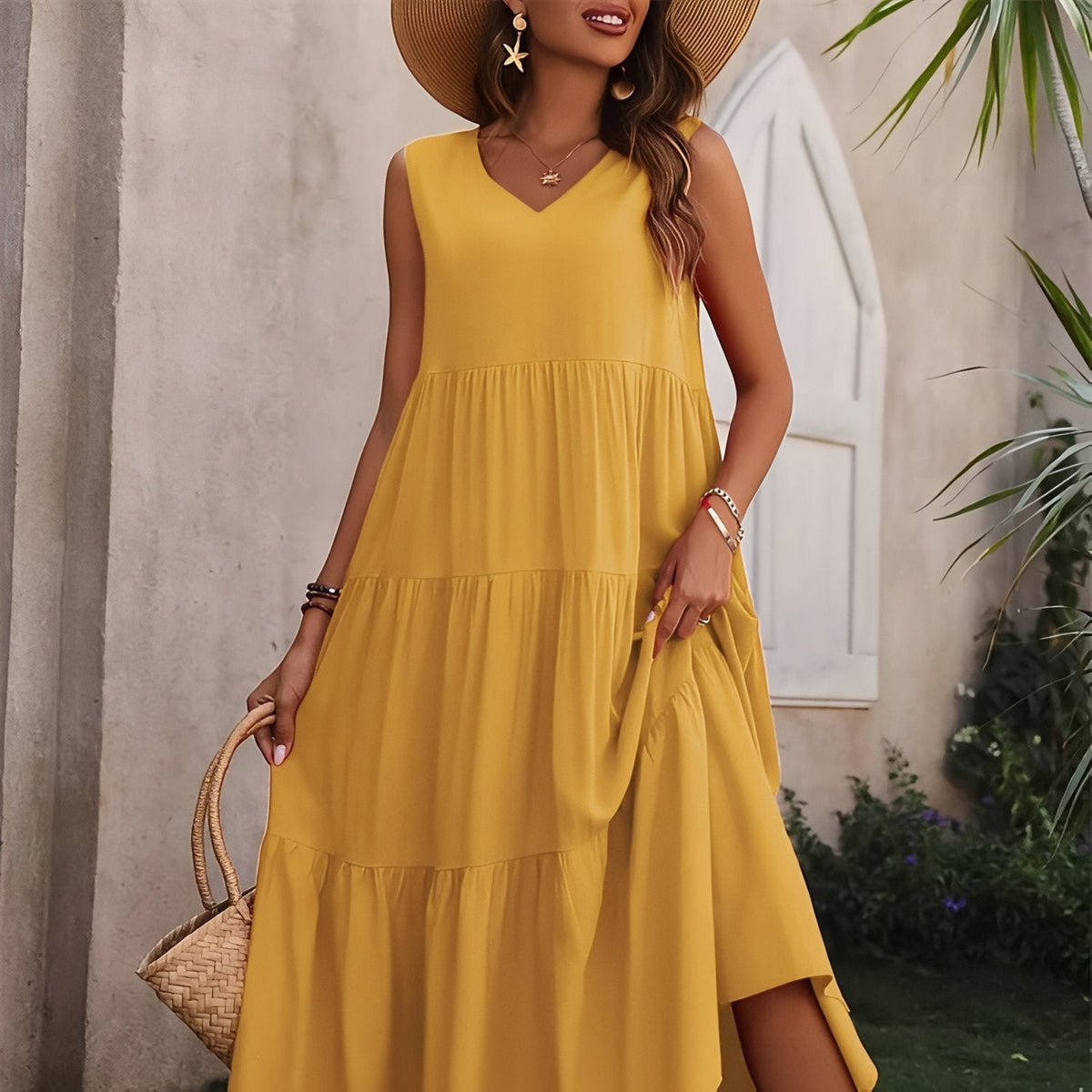 Robe balnéaire à volant