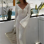 Robe balnéaire ajourée en crochet chic