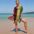 Robe balnéaire courte confectionnée en crochet multicolore