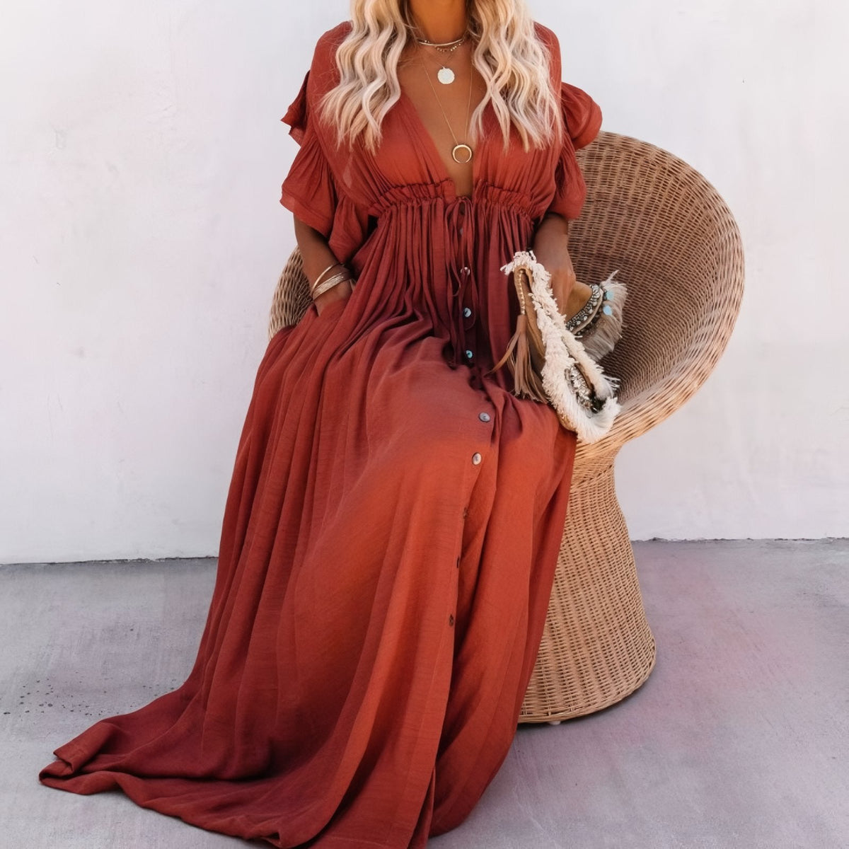 Robe balnéaire de coupe oversize