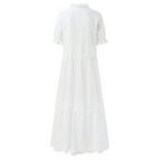 Robe blanche longue pour la plage en dentelle brodée bohème