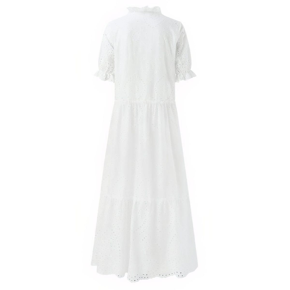 Robe blanche longue pour la plage en dentelle brodée bohème