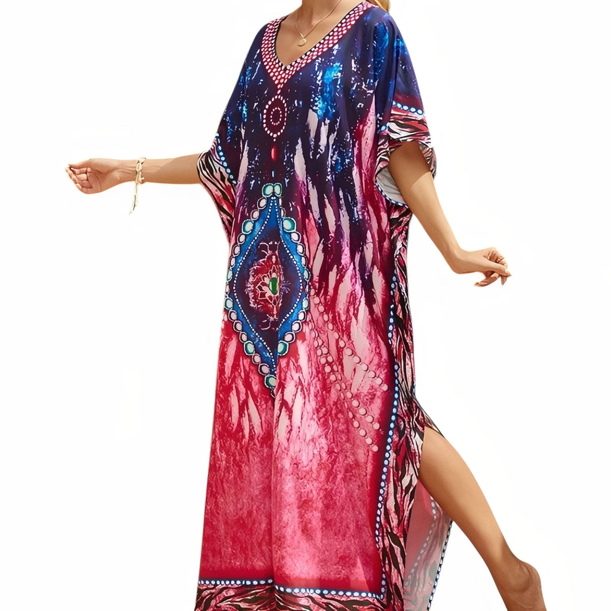 Robe caftan africaine colorée à imprimé