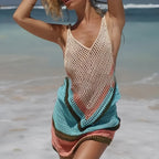 Robe courte de plage semi-transparente en crochet