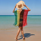 Robe courte multicolore en crochet pour la plage