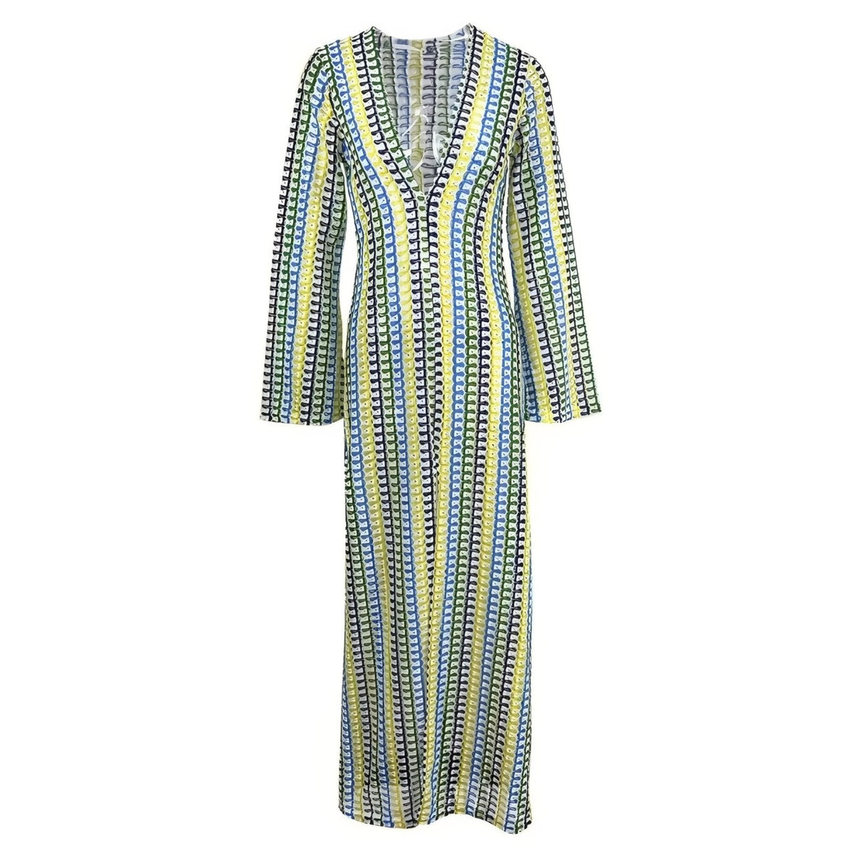 Robe crochet colorée à manches longues