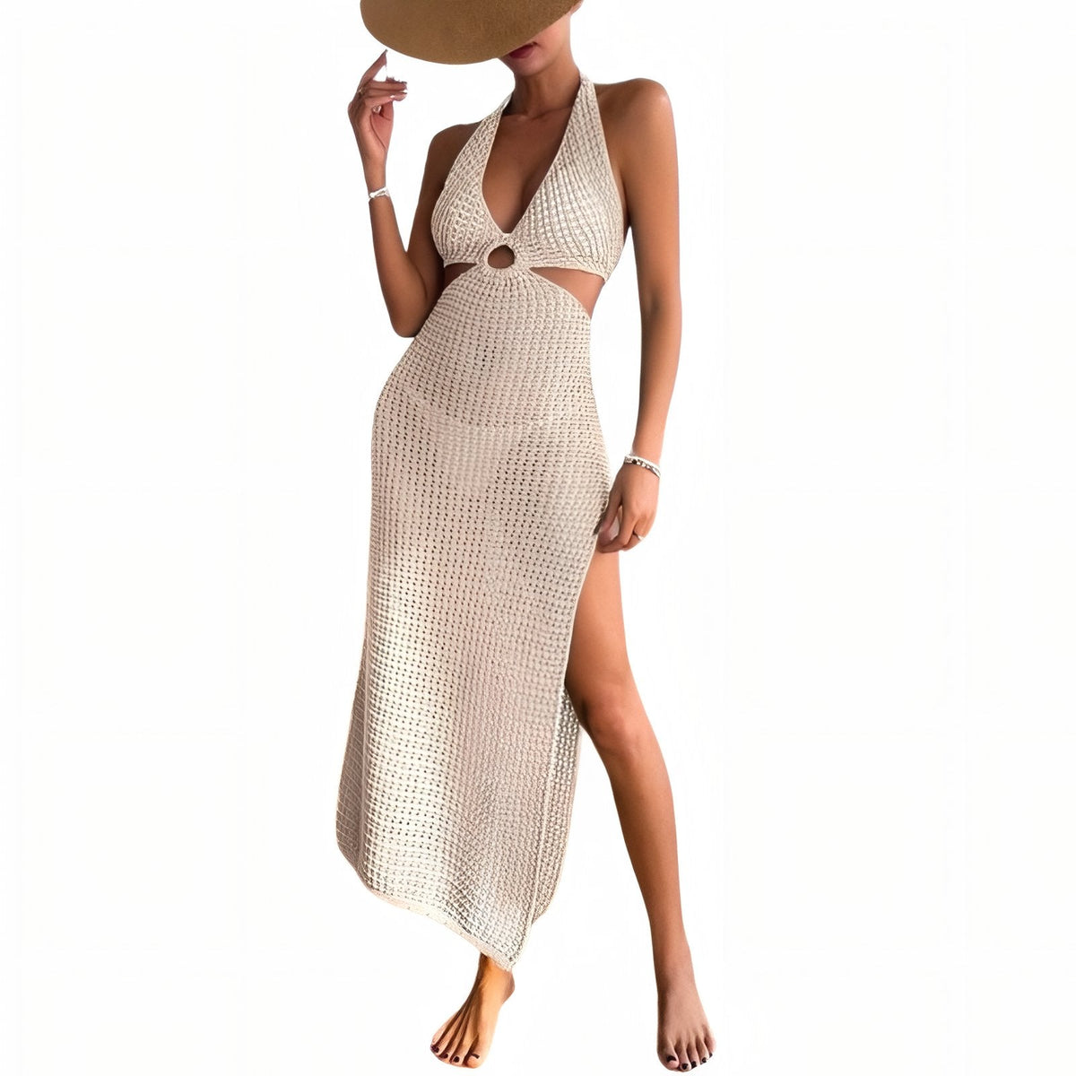 Robe crochetée ajourée pour la plage