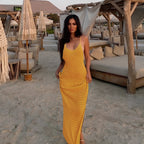 Robe crochetée multicolore au dos nu