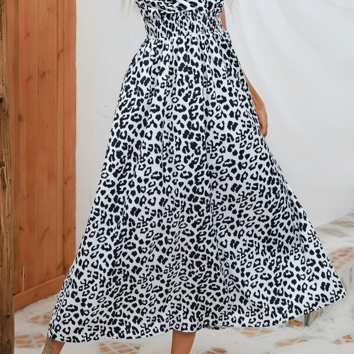 Robe de bord de mer imprimée léopard