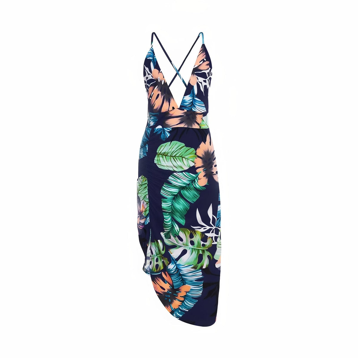 Robe de plage à imprimé tropical