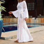 Robe de plage ajourée en crochet format maxi