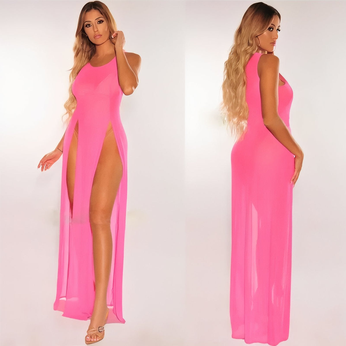 Robe de plage avec fente et transparence
