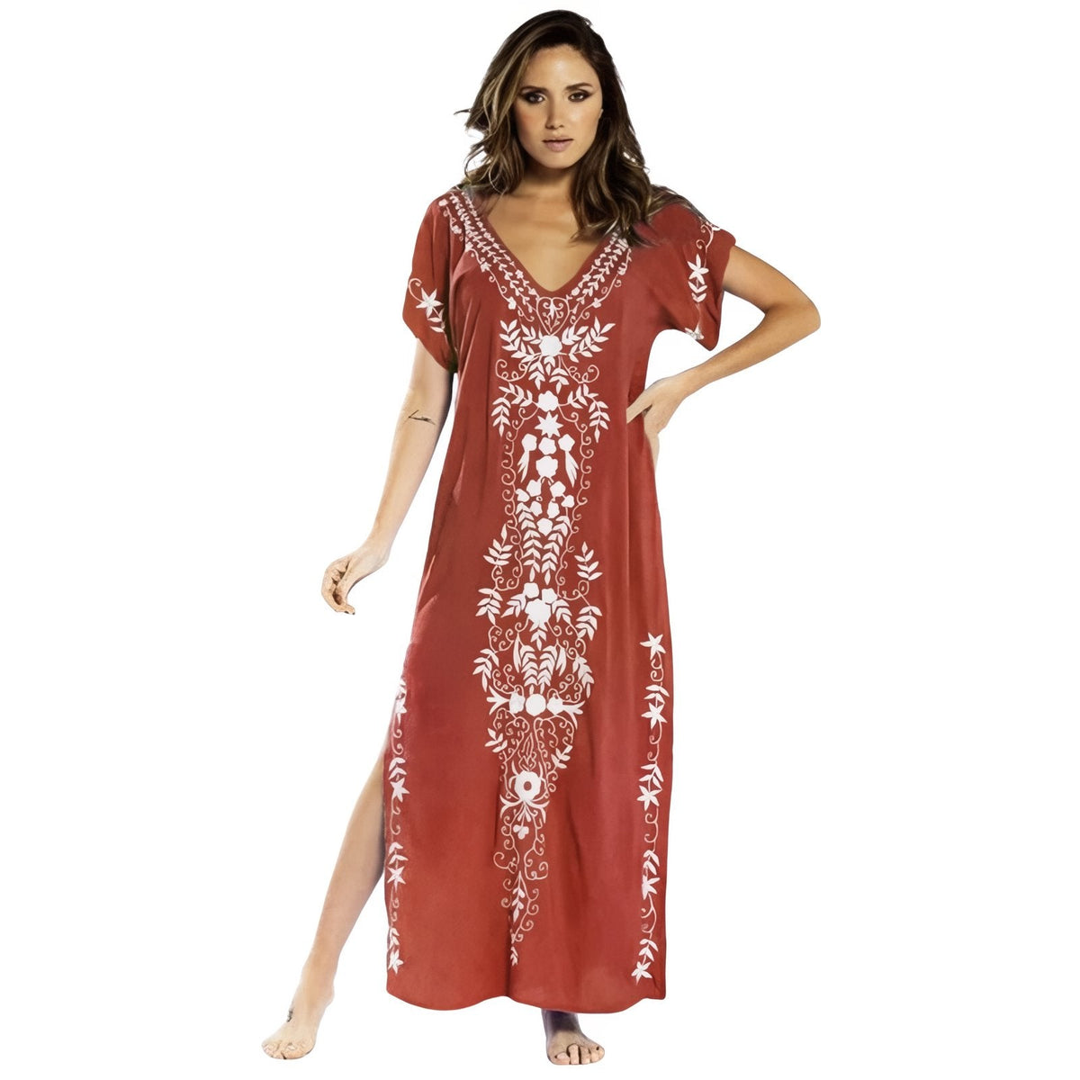 Robe de plage fendue à l’allure ethnique