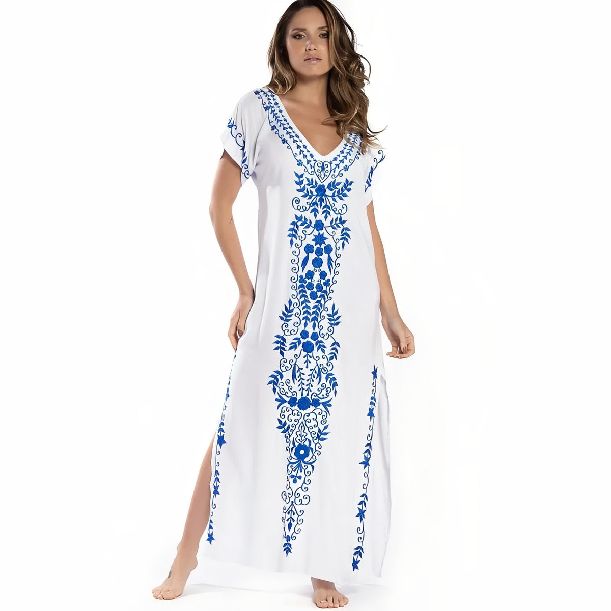 Robe de plage fendue de style ethnique