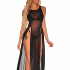 Robe de plage translucide dotée d’une fente
