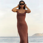 Robe en crochet colorée au dos dénudé