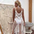 Robe en crochet de plage avec longues franges