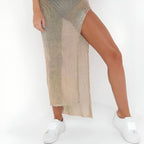 Robe estivale en crochet brillante avec bretelles