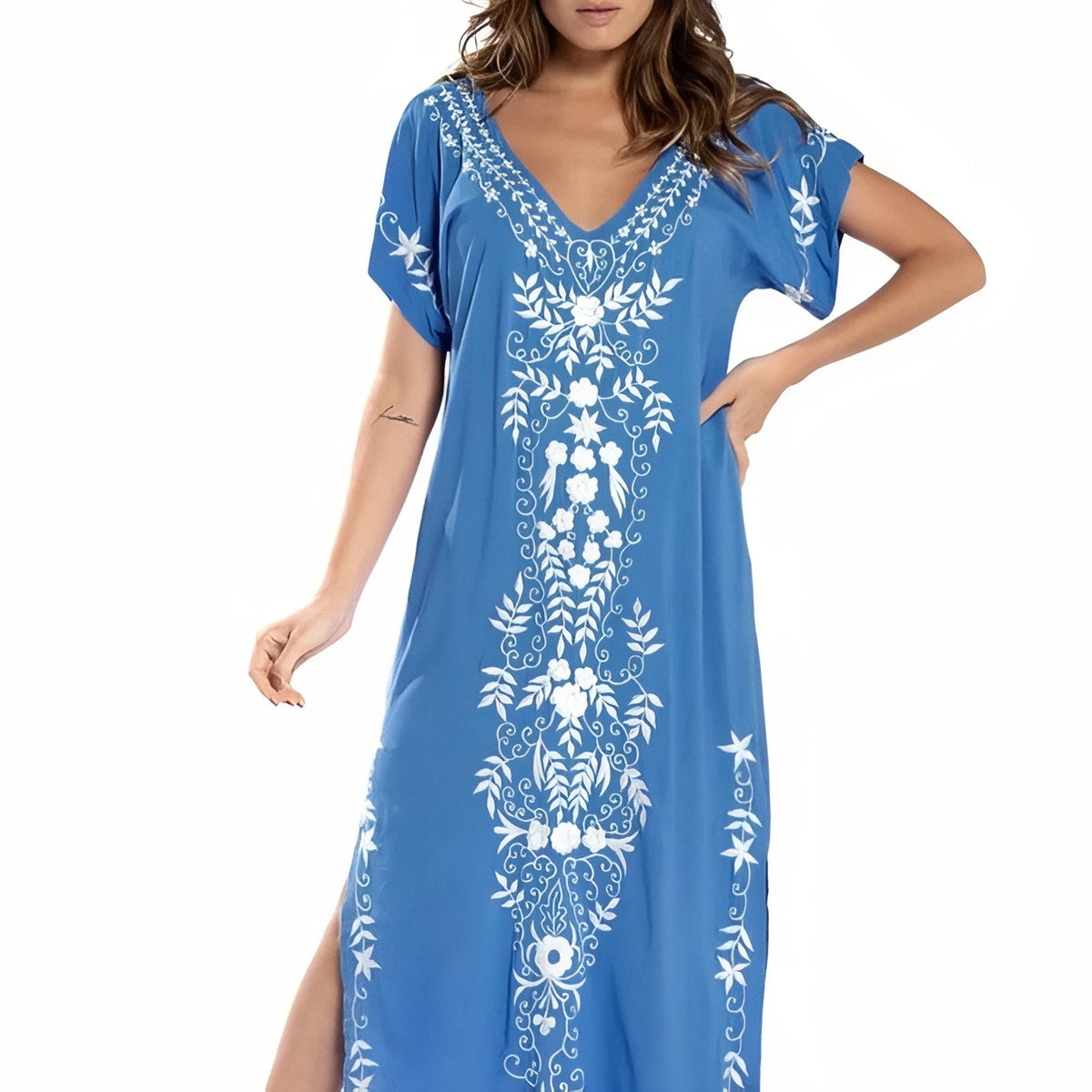 Robe ethnique pour la plage avec fente