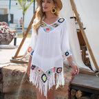 Robe façon paréo avec franges