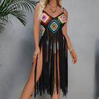 Robe fendue à franges crochetées