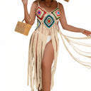 Robe fendue en crochet avec franges