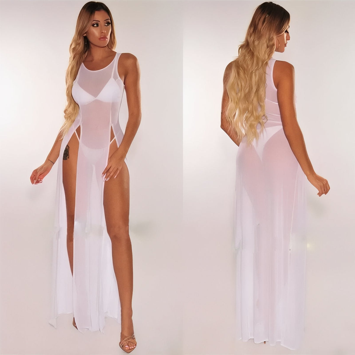 Robe fendue translucide de plage
