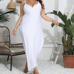 Robe grande taille à bretelles coupe paréo