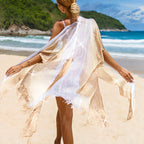 Robe kimono à manches longues évasées et transparente