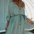 Robe longue balnéaire inspirée du chemisier