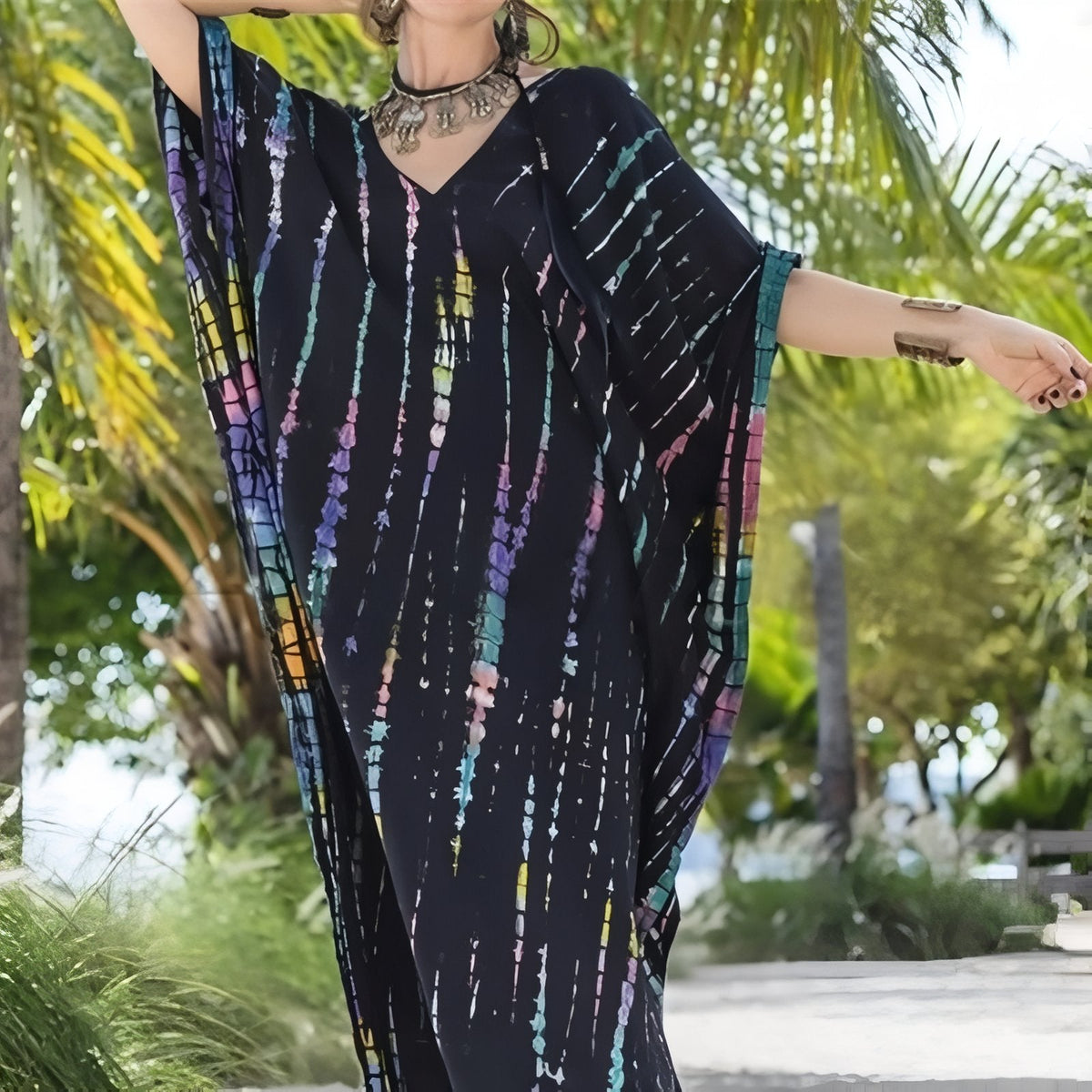 Robe longue d'inspiration tie and dye