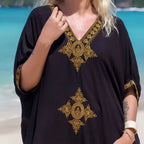 Robe longue de bord de mer à broderie ethnique