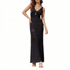Robe longue de plage en tricot semi-transparent