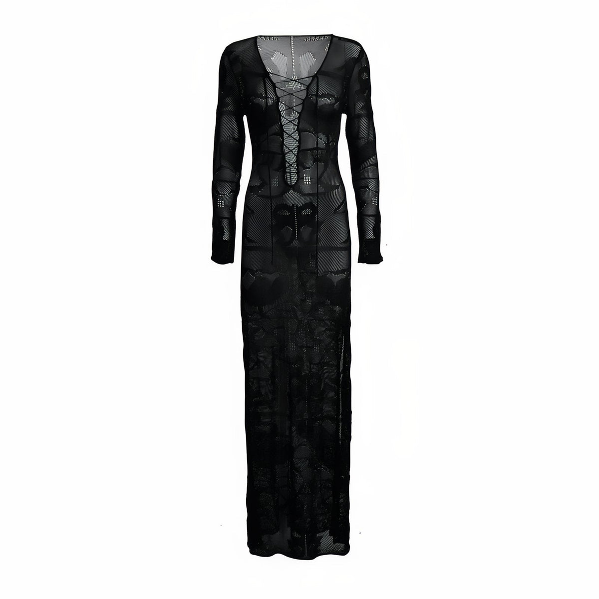 Robe longue en tricot transparent façon paréo
