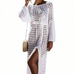 Robe maxi ajourée crochetée destinée à la plage