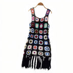 Robe multicolore ajourée en crochet pour la plage