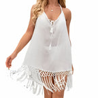 Robe paréo à bretelles et franges