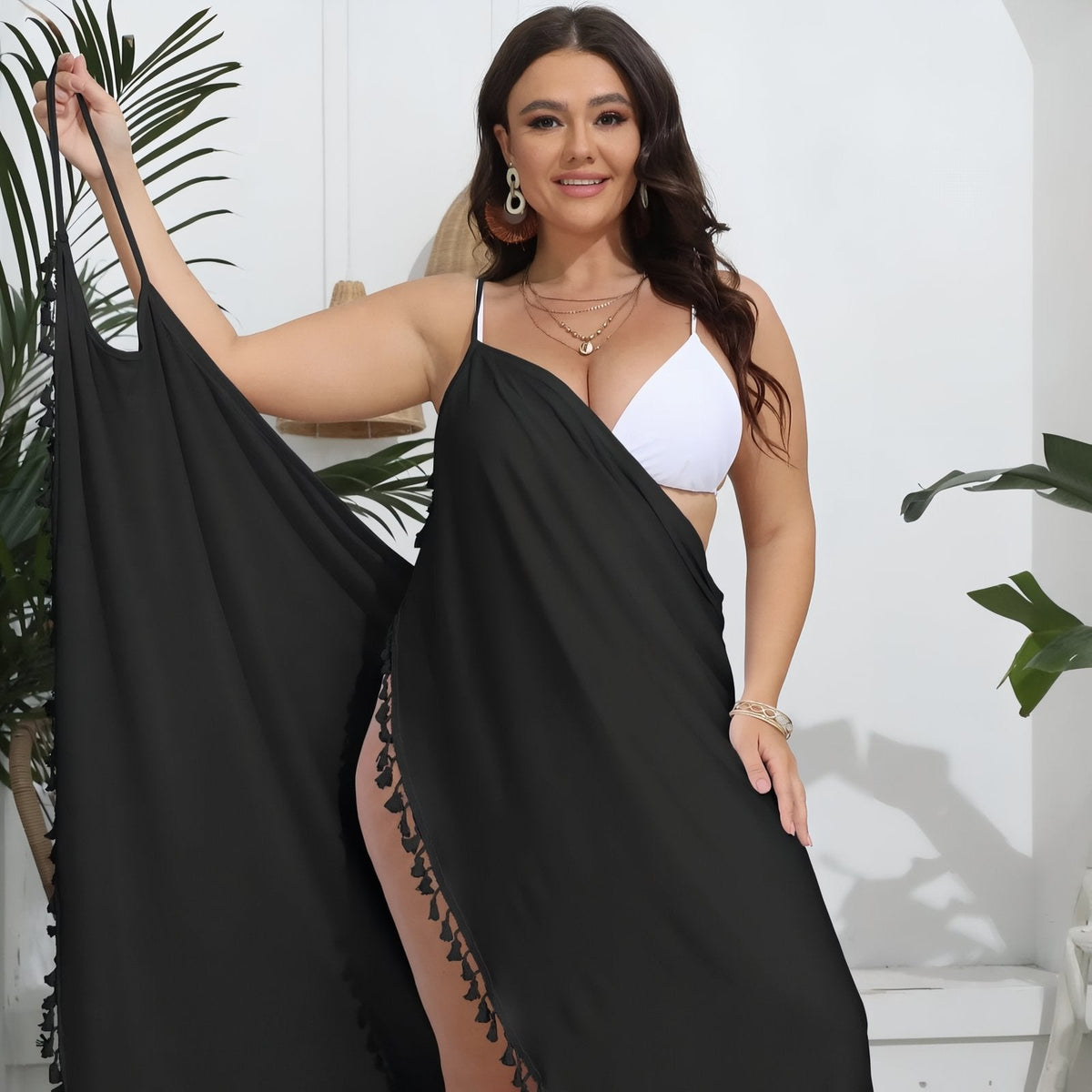 Robe paréo avec bretelles pour grande taille