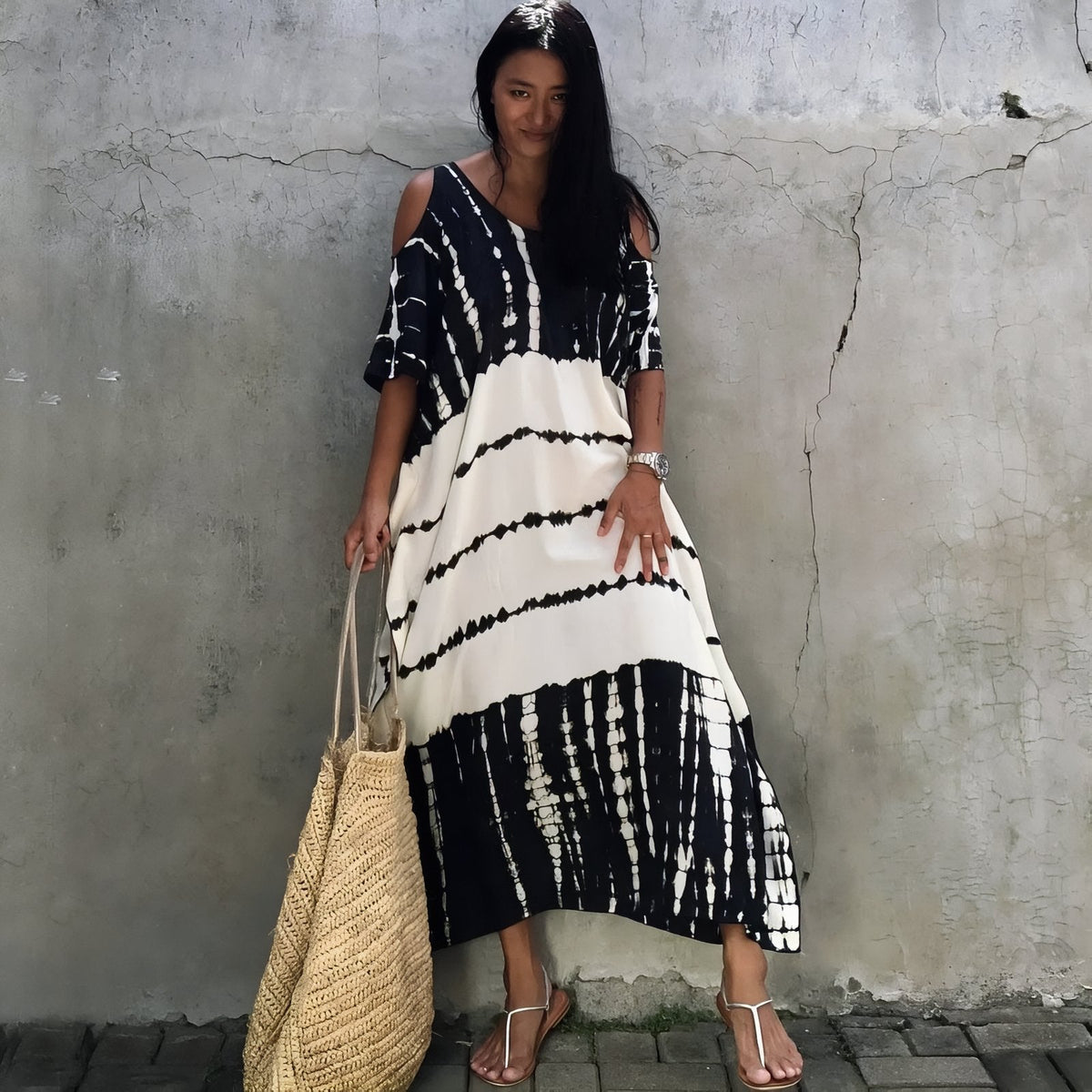 Robe paréo avec motifs d’inspiration ethnique