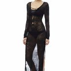Robe paréo en tricot, longue et transparente