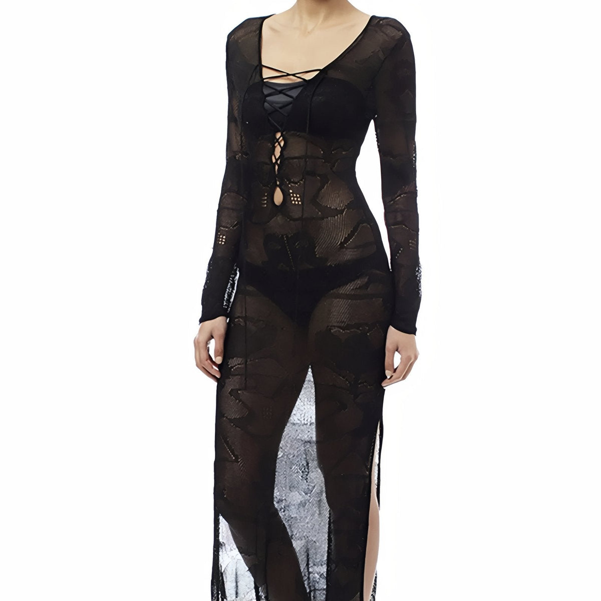 Robe paréo en tricot, longue et transparente